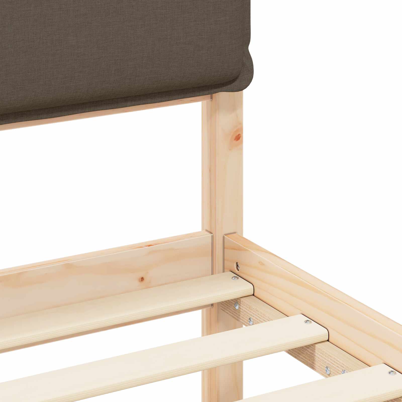 Sängram med Klädd Huvudgavel Taupe 90 x 190 cm Massiv furu