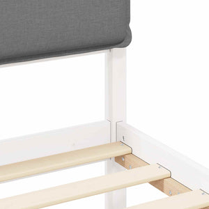 Sängram med Klädd Huvudgavel Ljusgrå 75 x 190 cm Massiv furu