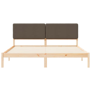 Sängram med Klädd Huvudgavel Taupe 180 x 200 cm Massiv furu