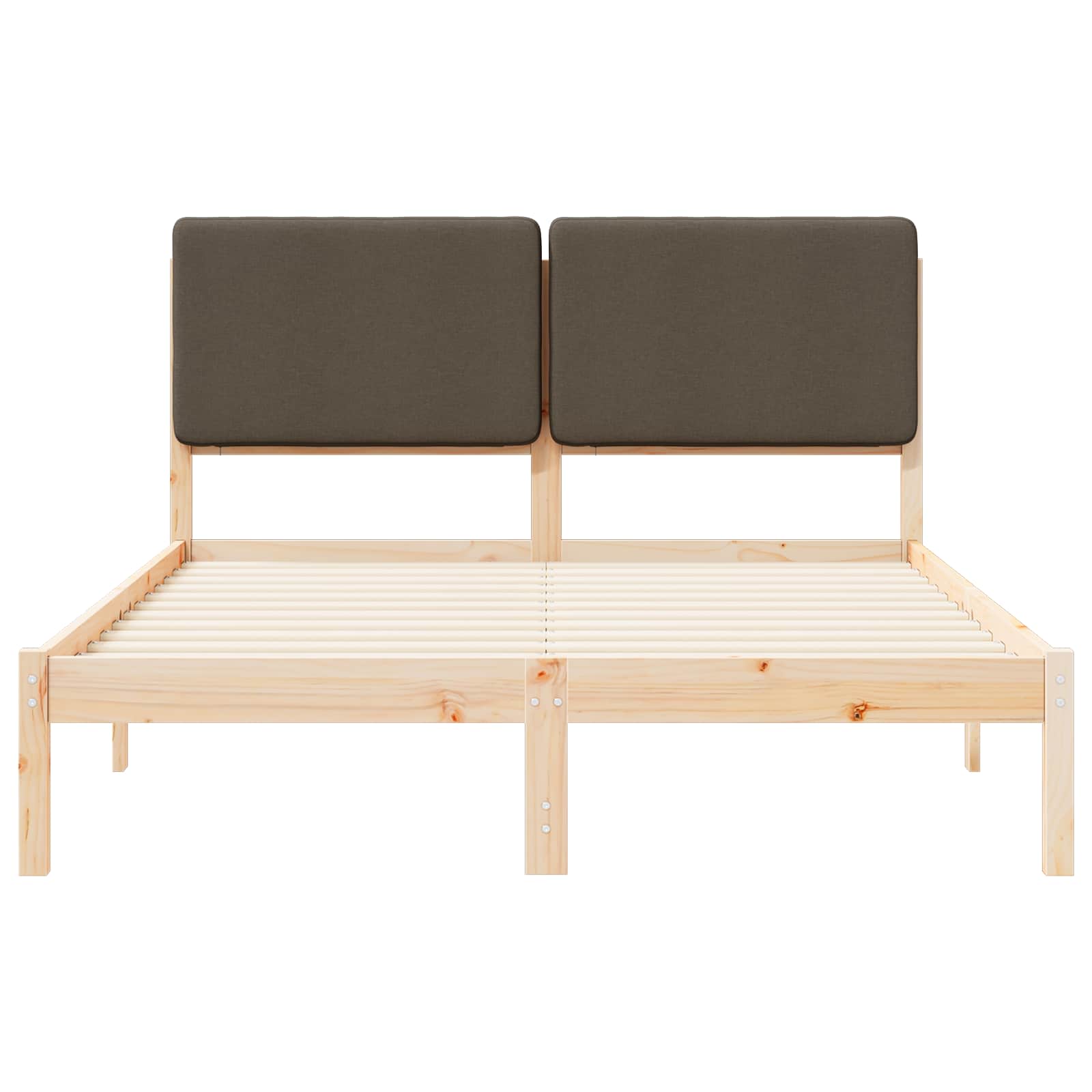 Sängram med Klädd Huvudgavel Taupe 150 x 200 cm Massiv furu