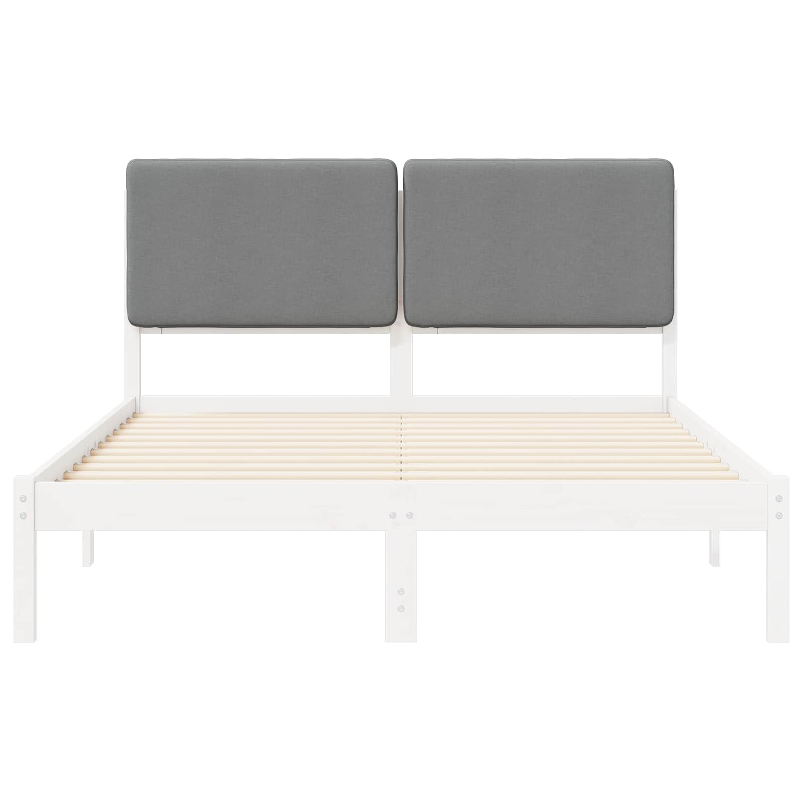 Sängram med Klädd Huvudgavel Ljusgrå 150 x 200 cm Massiv furu