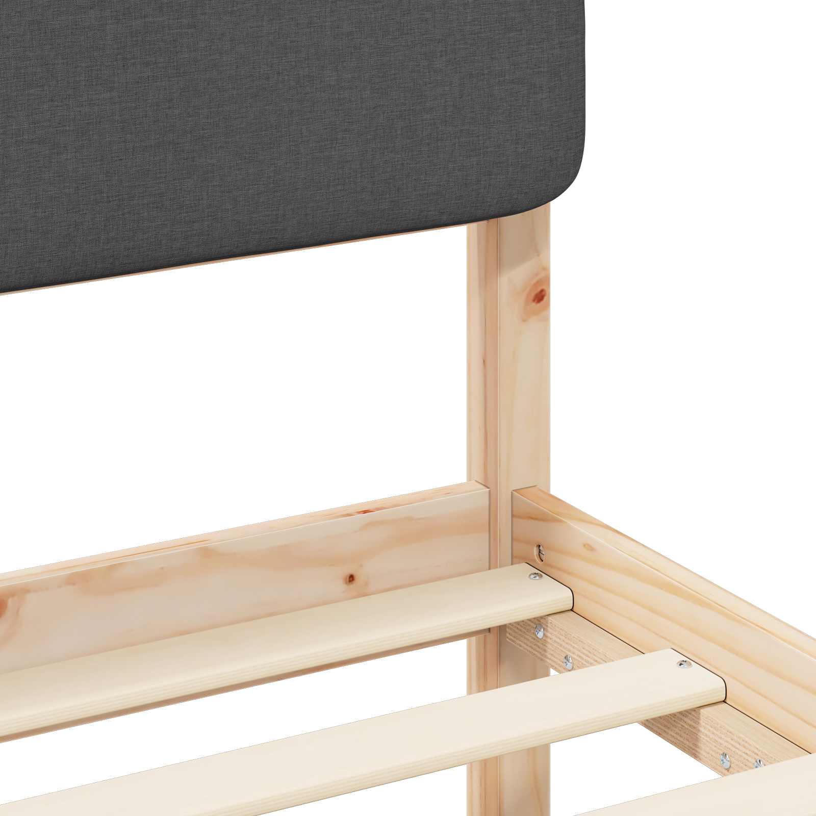 Sängram med Klädd Huvudgavel Mörkgrå 100 x 200 cm Massiv furu