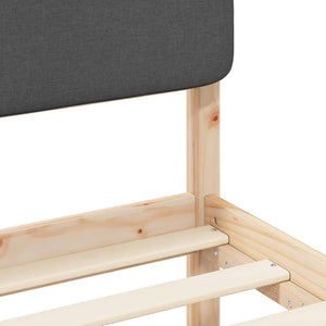 Sängram med Klädd Huvudgavel Mörkgrå 100 x 200 cm Massiv furu