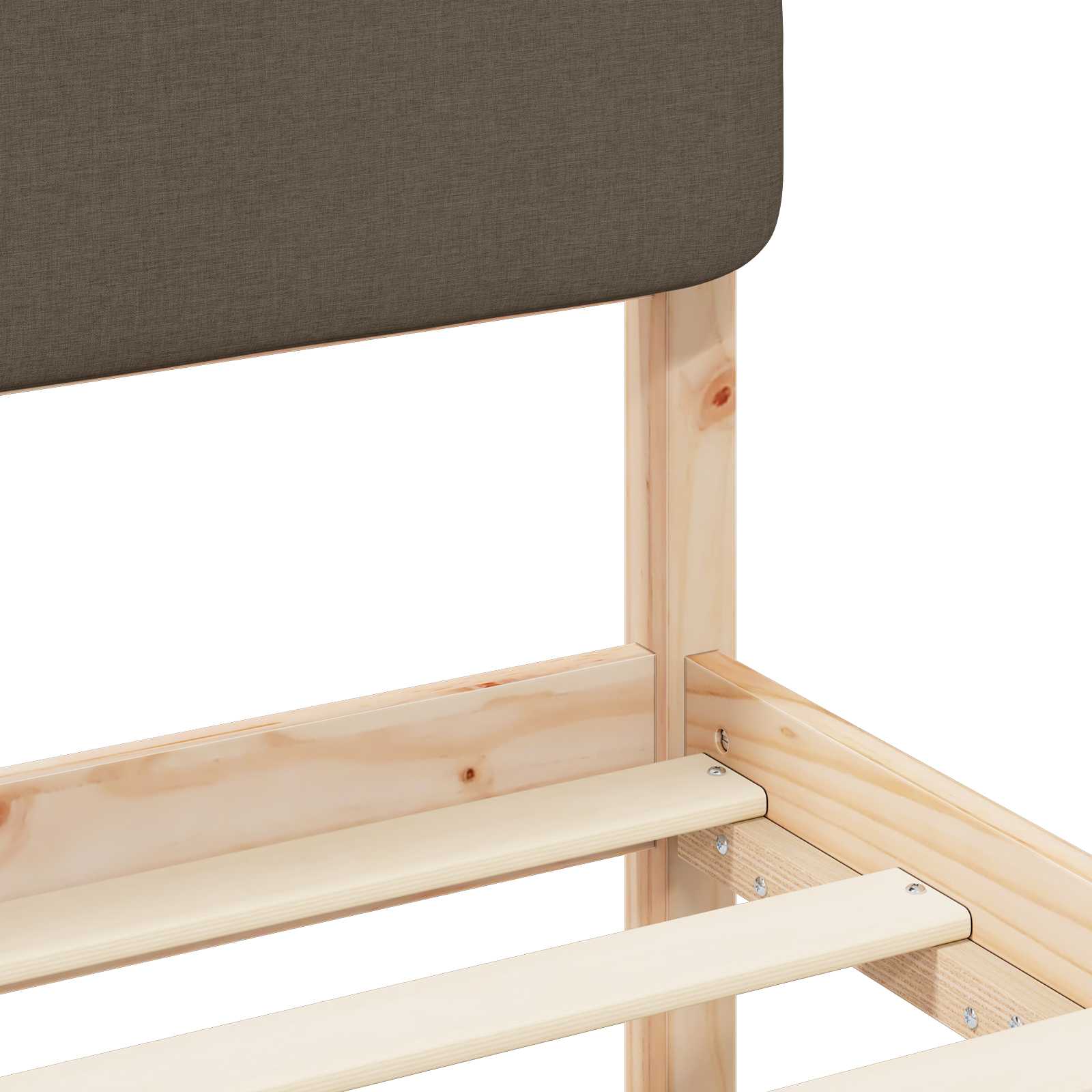 Sängram med Klädd Huvudgavel Taupe 80 x 200 cm Massiv furu