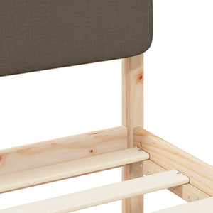 Sängram med Klädd Huvudgavel Taupe 90 x 190 cm Massiv furu
