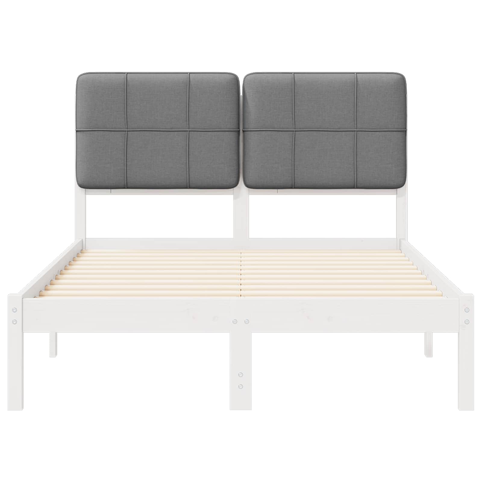 Sängram med Klädd Huvudgavel Ljusgrå 120 x 200 cm Massiv furu