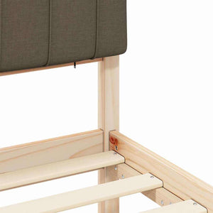 Sängram med Klädd Huvudgavel Taupe 140 x 190 cm Massiv furu