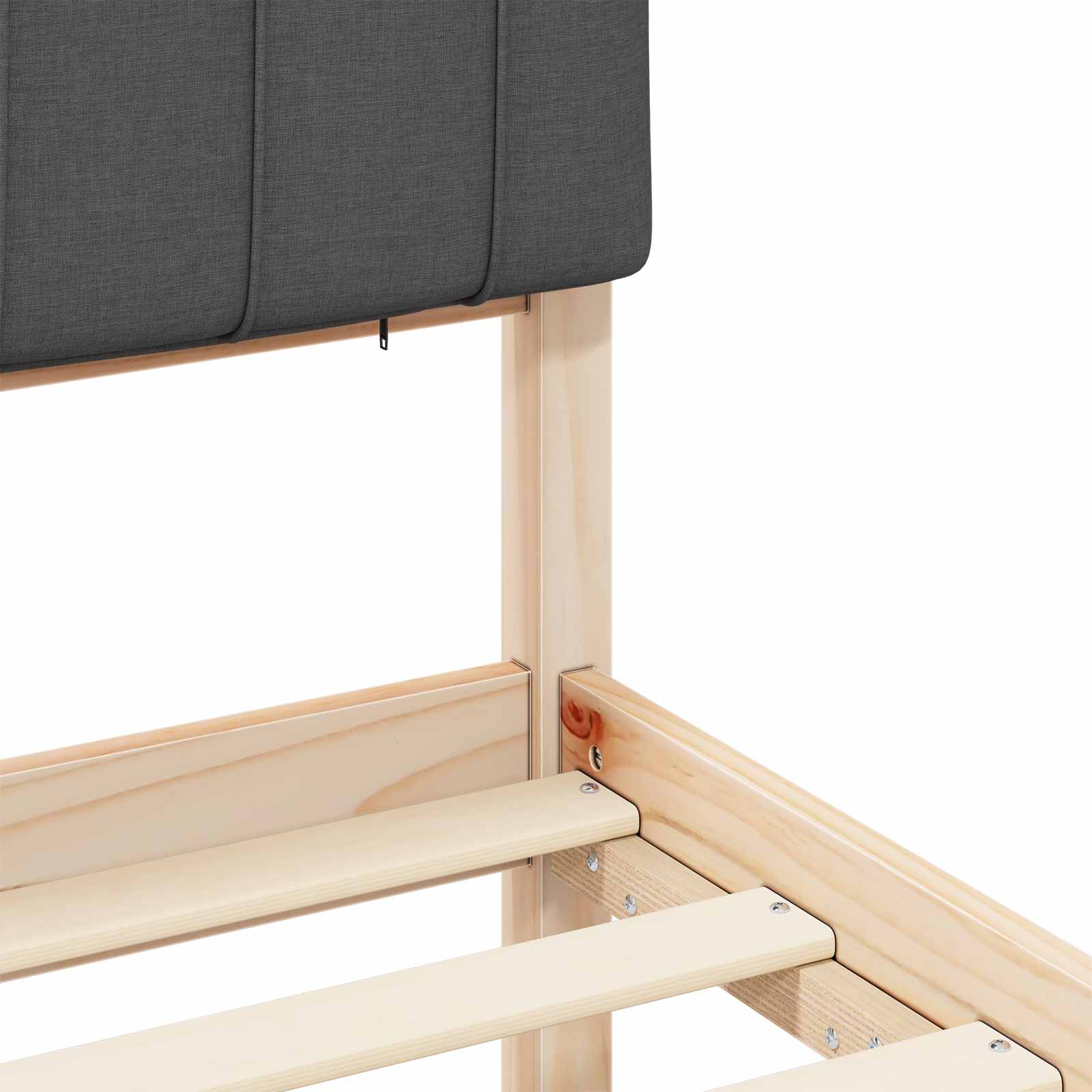 Sängram med Klädd Huvudgavel Mörkgrå 75 x 190 cm Massiv furu