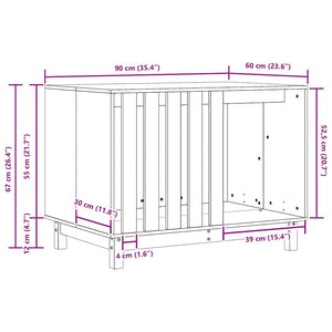 Hundhus med lagring Vaxbrun 90 x 60 x 67 cm Massiv furu