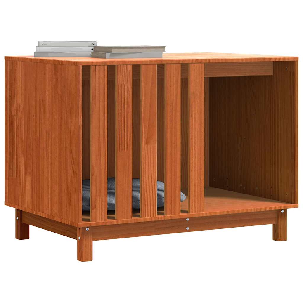 Hundhus med lagring Vaxbrun 100 x 70 x 70 cm Massiv furu