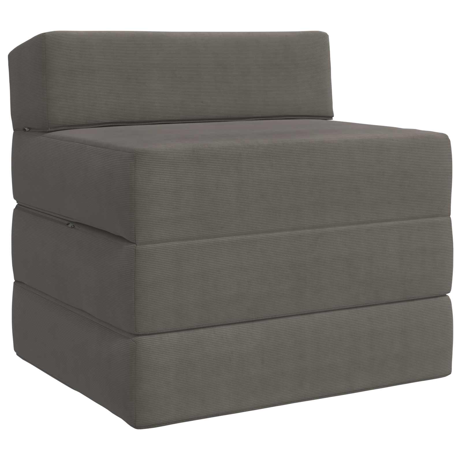 Fällbar Soffbed Ljusgrå 200 x 70 x 15 cm Kordread tyg