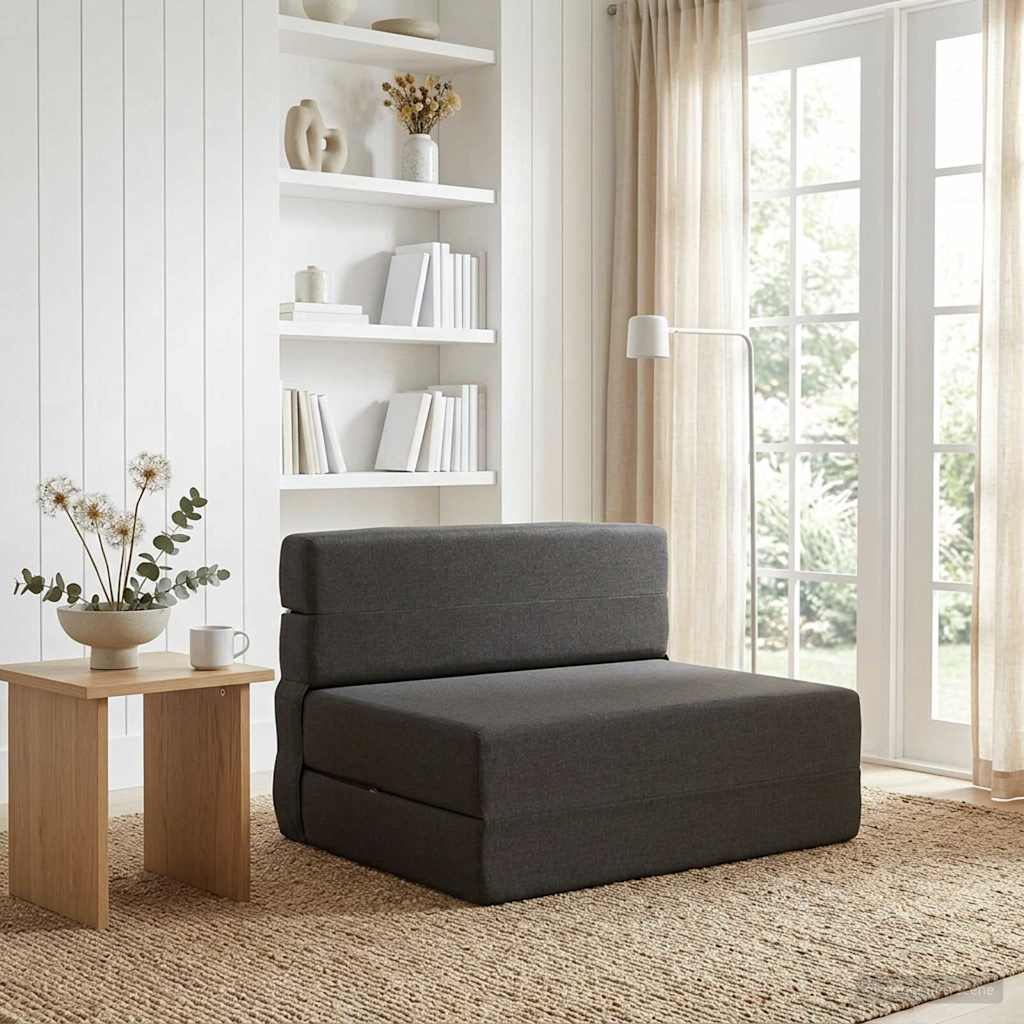 Fällbar Soffbed Mörkgrå 70 x 72 x 60 cm Tyg