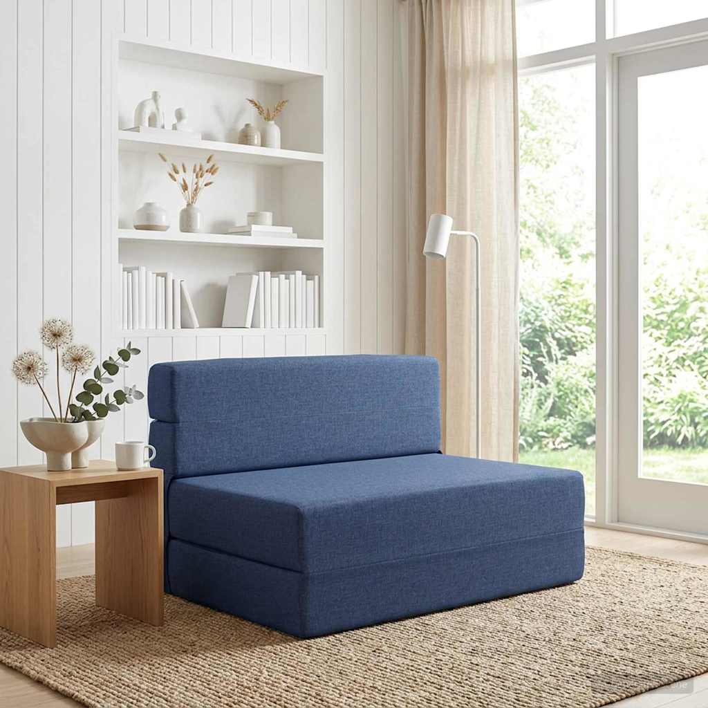 Fällbar Soffbed Blå 70 x 72 x 60 cm Tyg