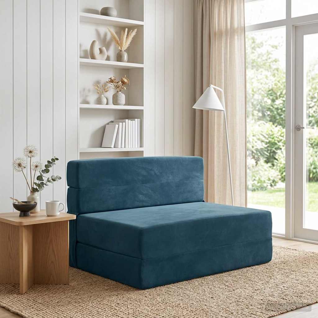 Fällbar Soffbed Blå 70 x 72 x 60 cm Tyg
