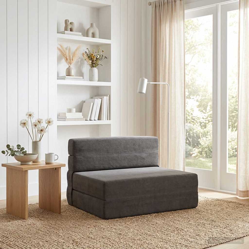 Fällbar Soffbed Mörkgrå 70 x 72 x 60 cm Tyg
