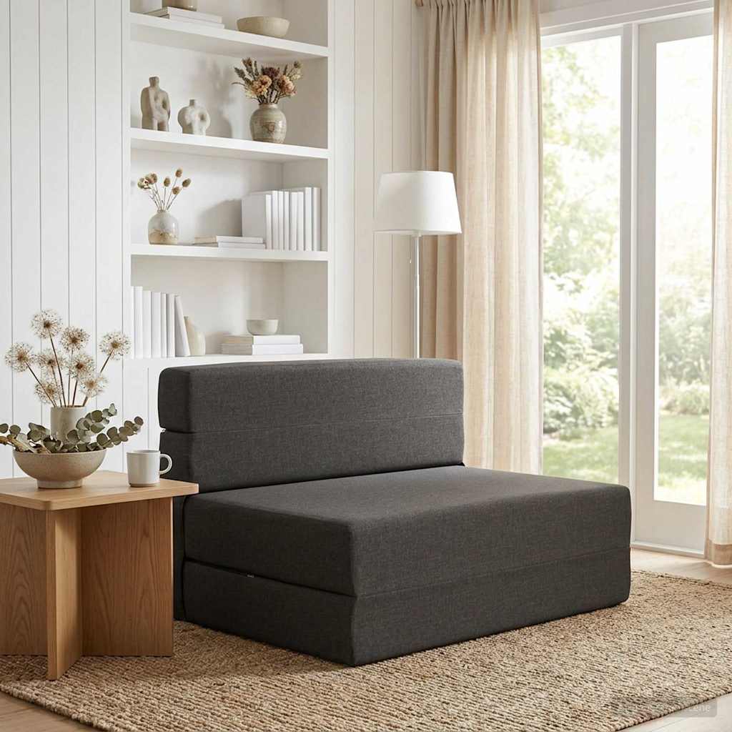 Fällbar Soffbed Mörkgrå 70 x 80 x 60 cm Tyg