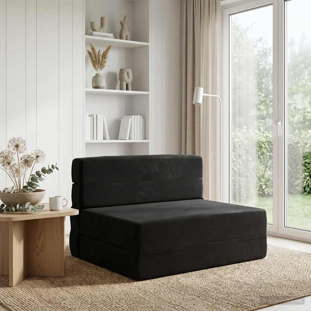 Fällbar Soffbed Svart 70 x 80 x 60 cm Tyg