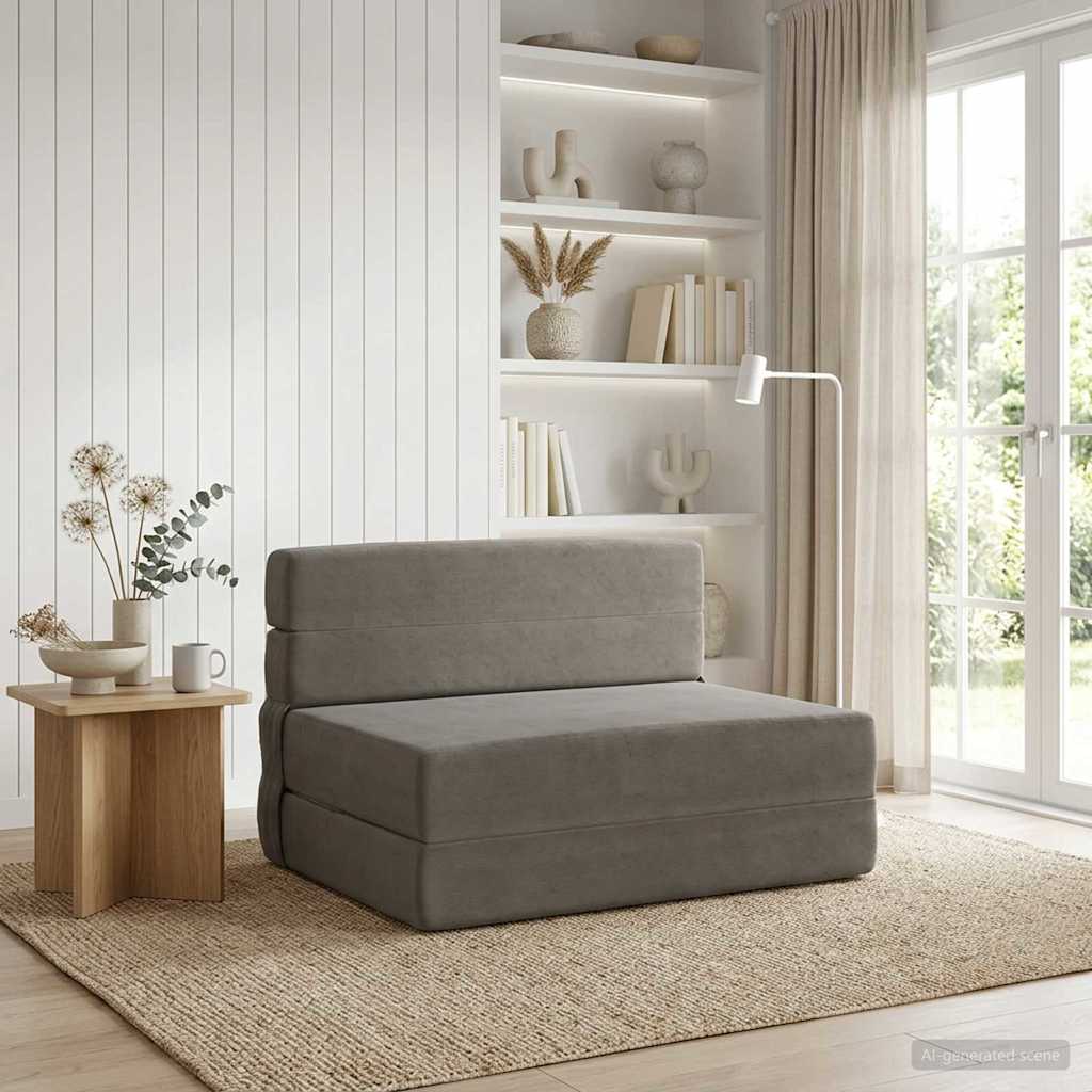 Fällbar Soffbed Ljusgrå 70 x 80 x 60 cm Tyg