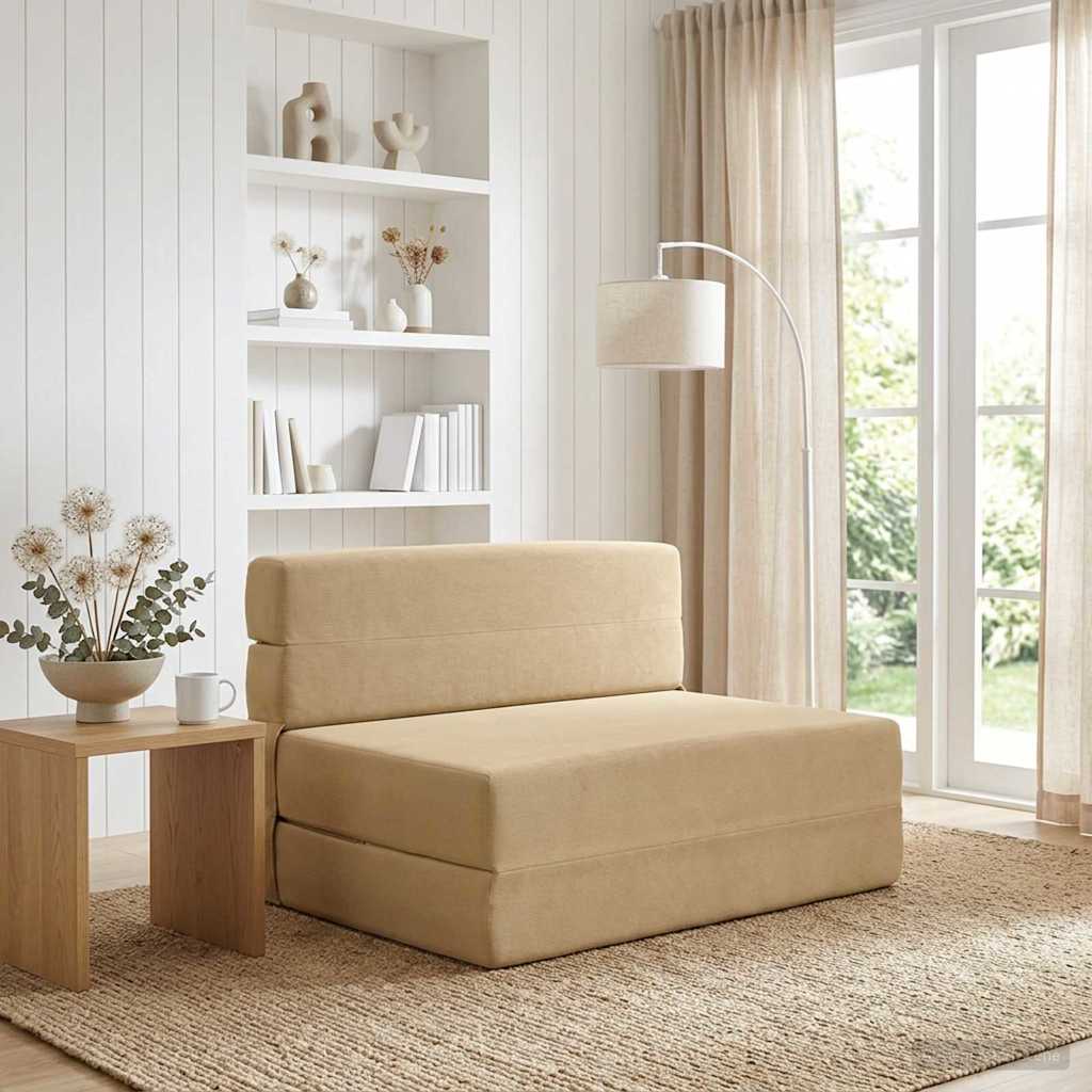 Fällbar Soffbed Grön grå 100 x 80 x 60 cm Tyg