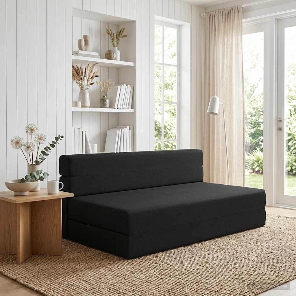 Fällbar Soffbed Svart 152 x 86,5 x 60 cm Tyg