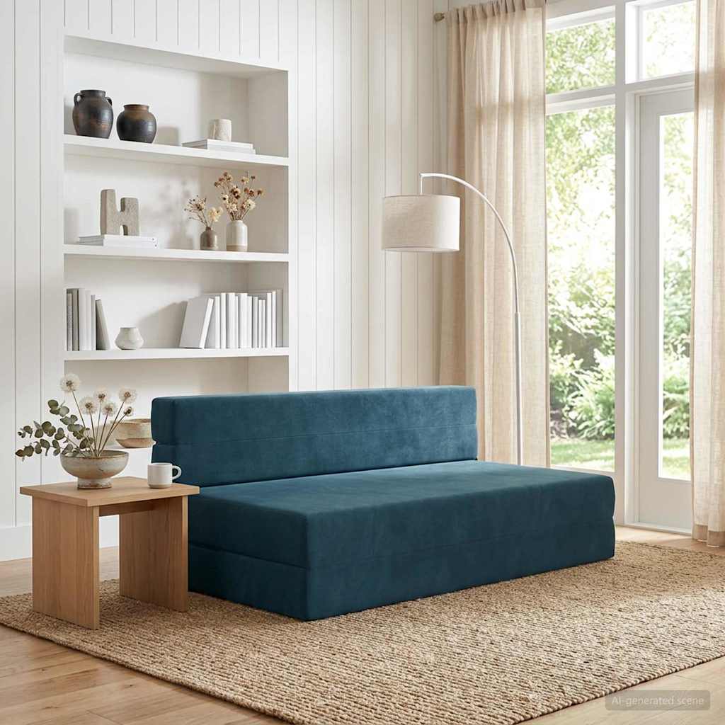 Fällbar Soffbed Blå 152 x 86,5 x 60 cm Tyg