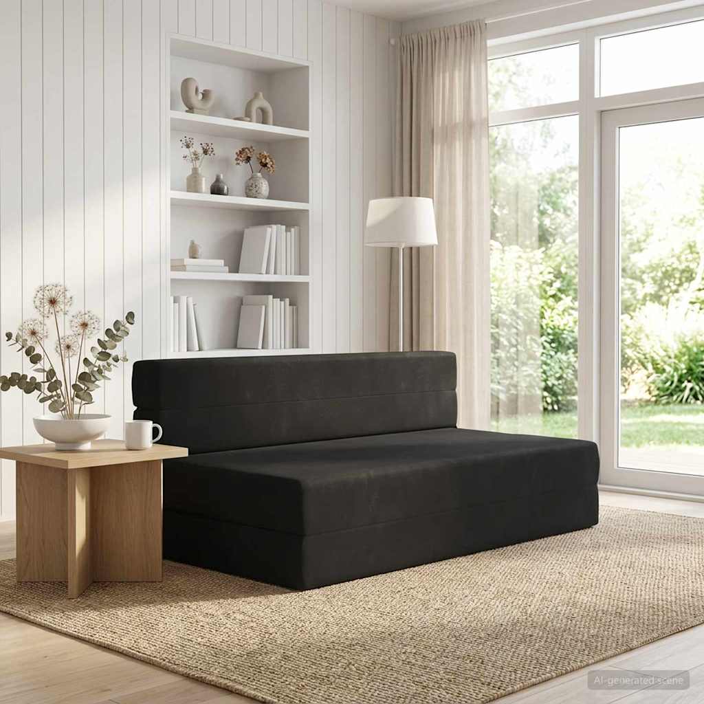 Fällbar Soffbed Svart 152 x 86,5 x 60 cm Tyg