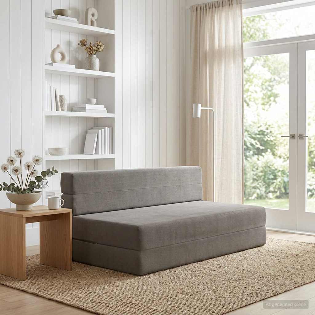Fällbar Soffbed Ljusgrå 152 x 86,5 x 60 cm Tyg