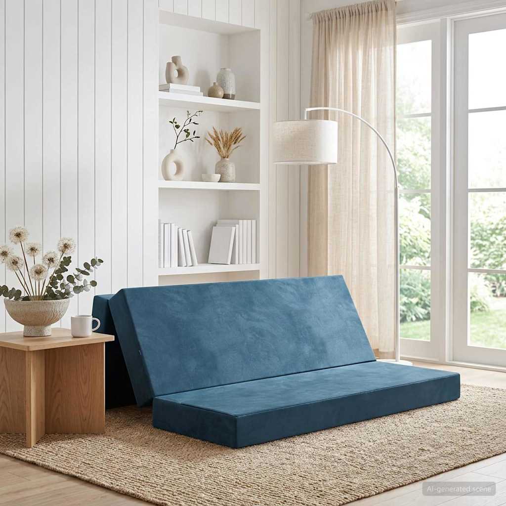 Fällbar Soffbed 180 x 67 x 45 cm Blå