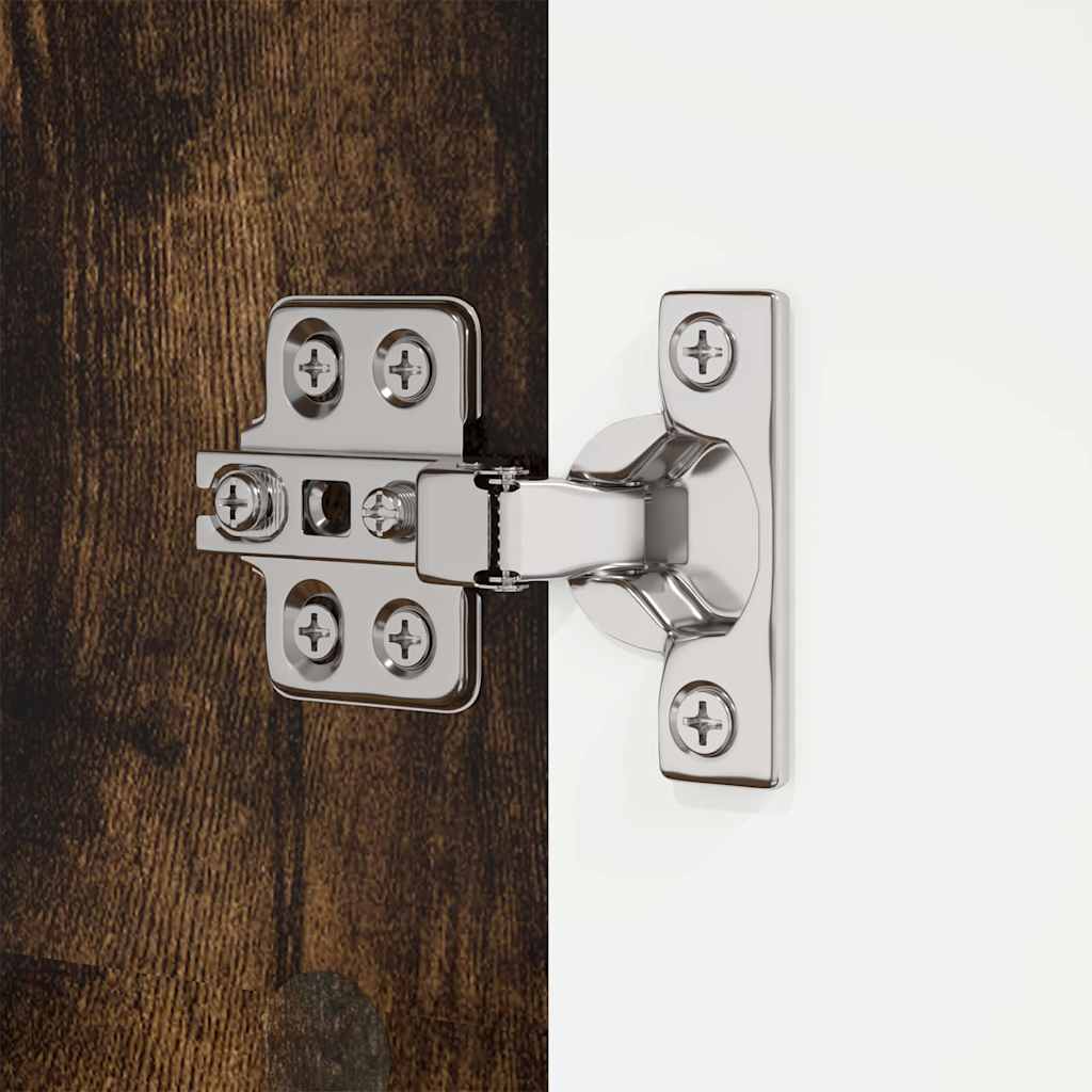 Badrumsskåp med dörr Rökt ek 30,5 x 30 x 195 cm Konstruerat trä