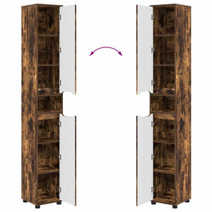 Badrumsskåp med dörr Rökt ek 30,5 x 30 x 195 cm Konstruerat trä