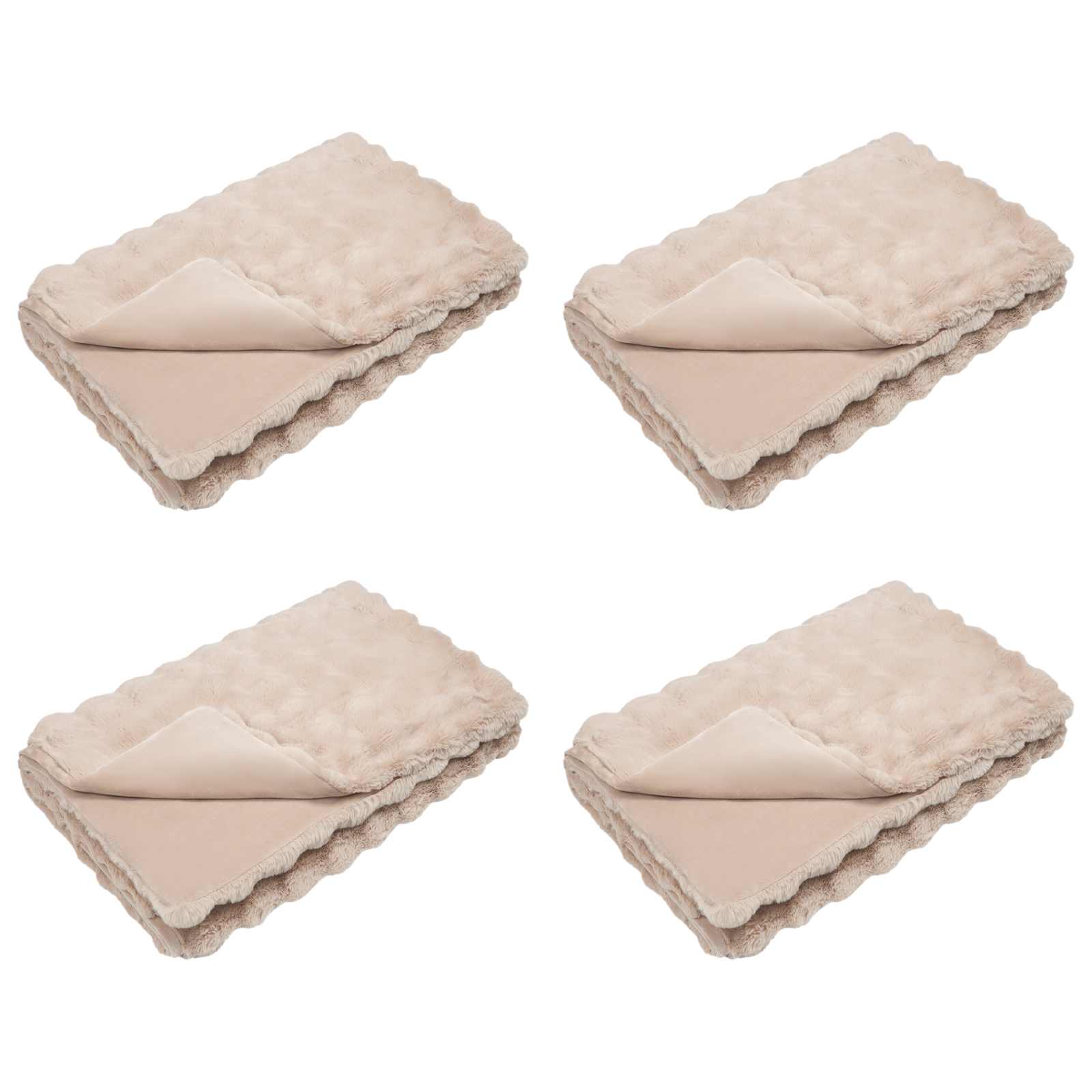 Faux Kaninpäls Filt 4 pcs Beige 150 x 220 cm Polyester