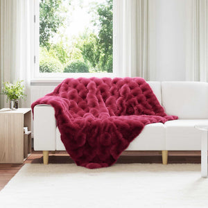 Faux Kaninpäls Filt Bordeaux Röd 130 x 150 cm Polyester