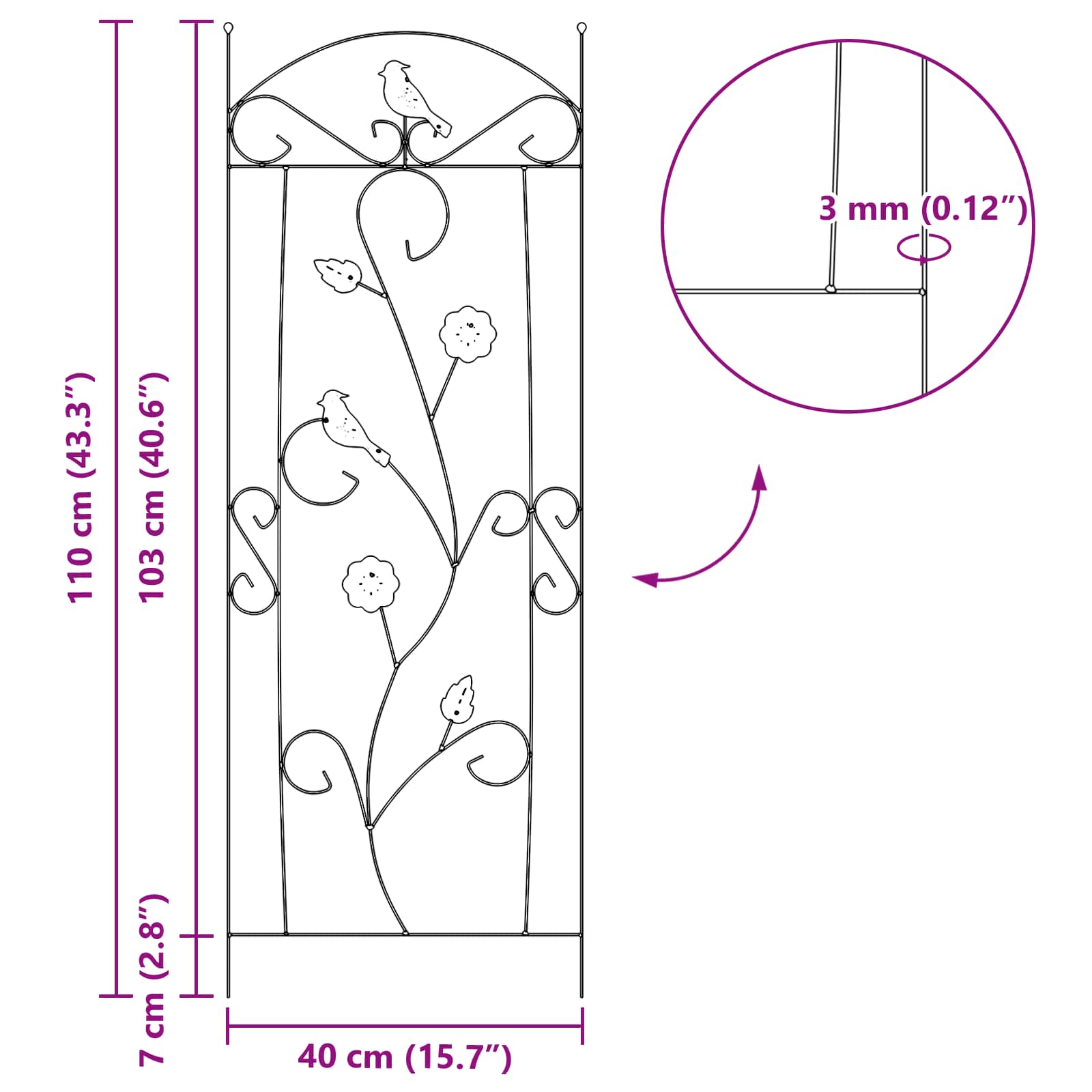 Trädgårdsstängsel 3 pcs Svart 112 x 40 cm Stål