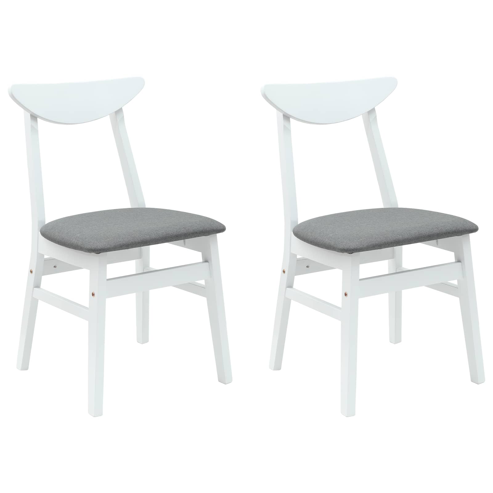 Matstolar 2 st Massiv Gummiträ Vit 42 x 47,5 x 81 cm