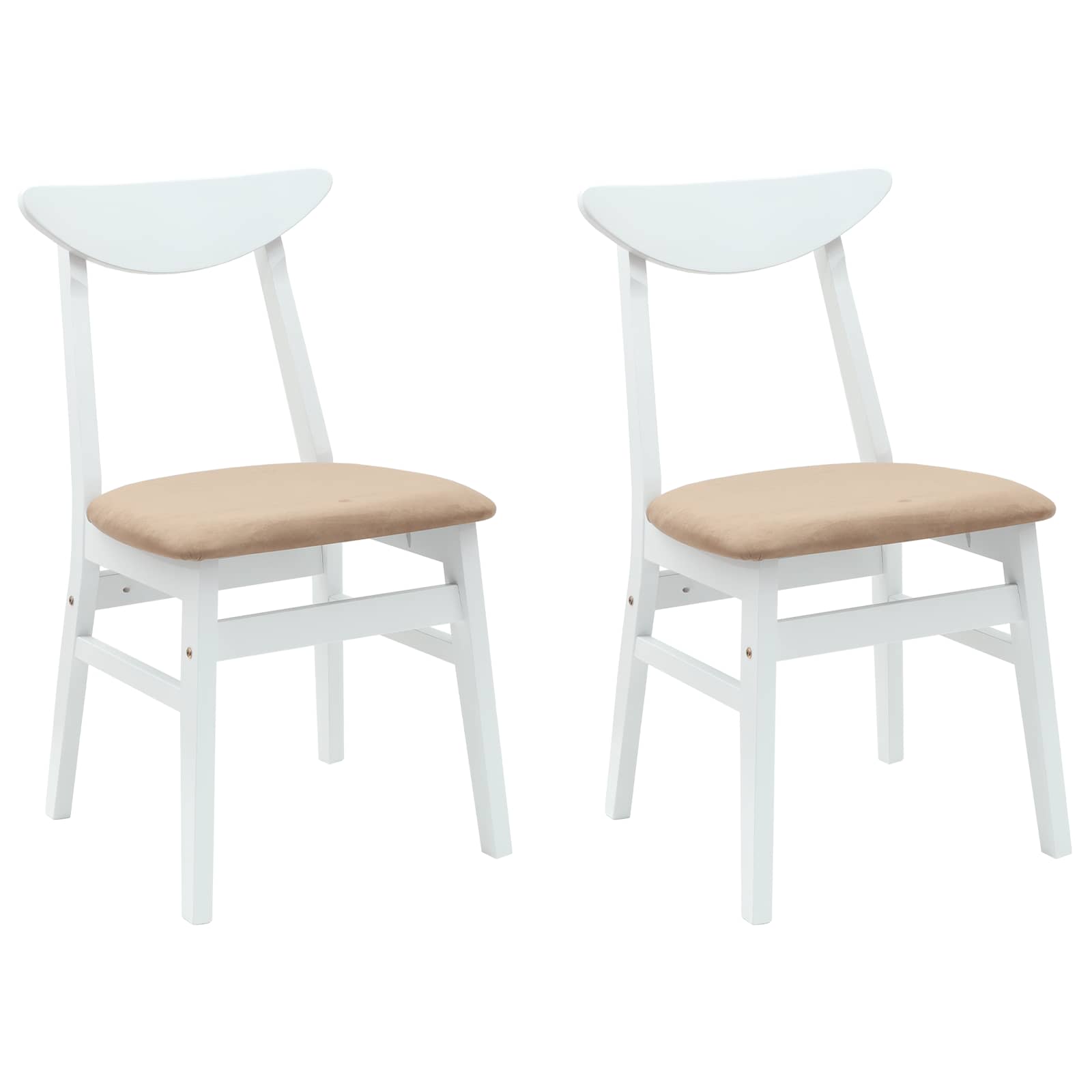 Matstolar 2 st Massiv Gummiträ Vit 42 x 47,5 x 81 cm