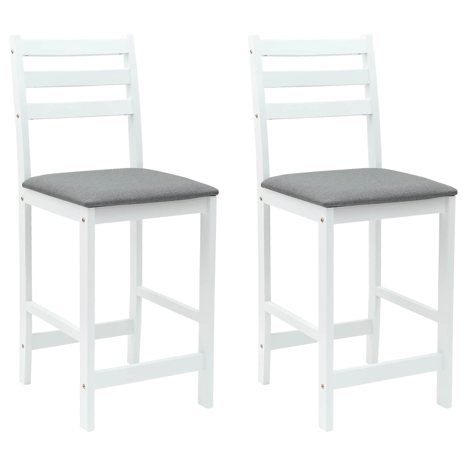 Matstolar 2 st Massiv Gummiträ Vit 40 x 47,5 x 99,5 cm