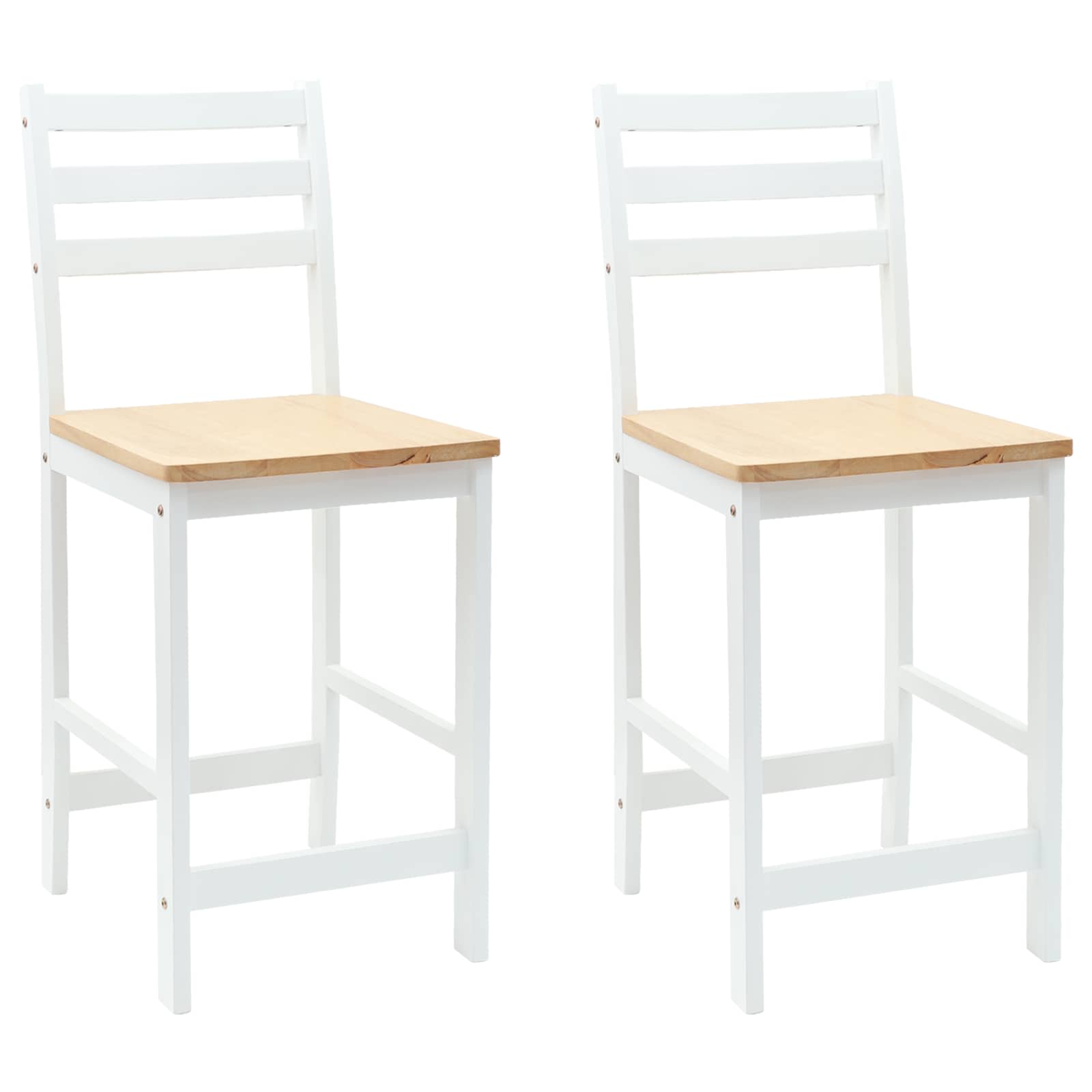 Matstolar 2 st Massiv Gummiträ Vit 40 x 47,5 x 99,5 cm