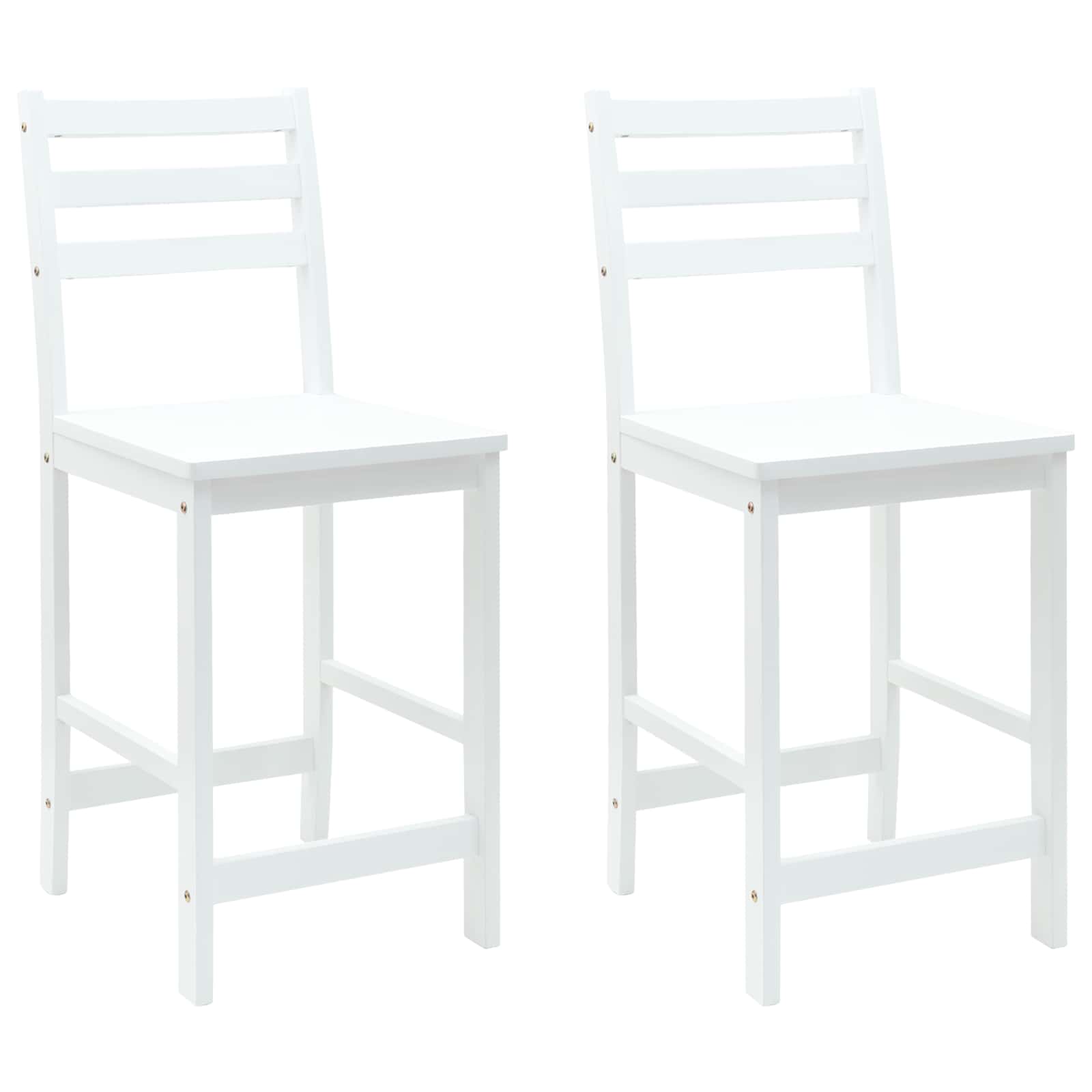 Matstolar 2 st Massiv Gummiträ Vit 40 x 47,5 x 99,5 cm
