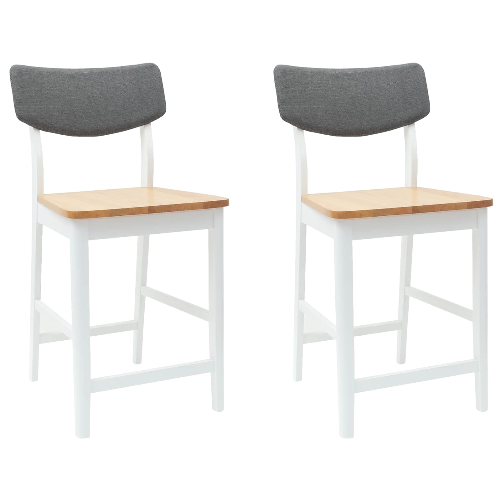 Matstolar 2 st Massiv Gummiträ Vit 48 x 49 x 95 cm
