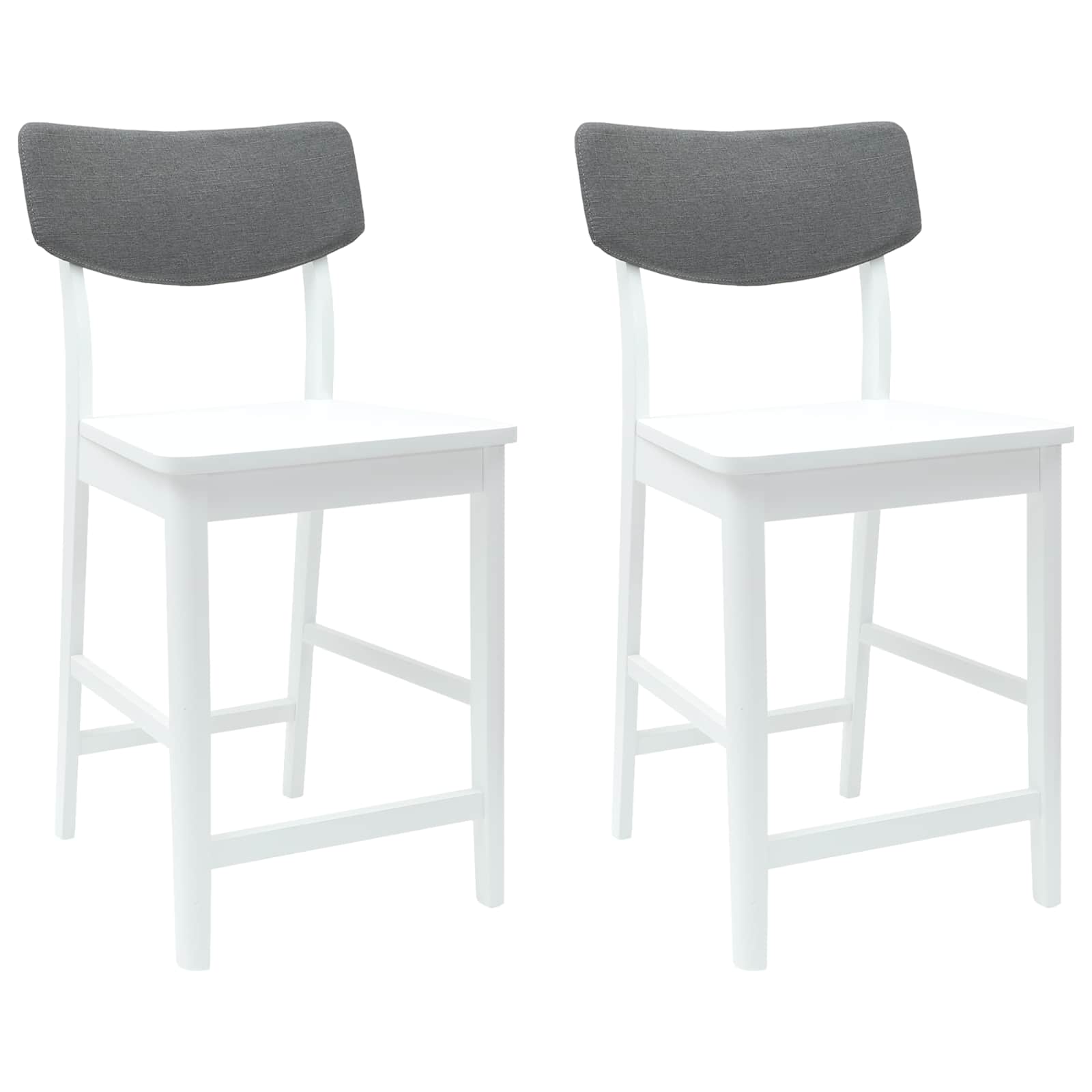 Matstolar 2 st Massiv Gummiträ Vit 48 x 49 x 95 cm