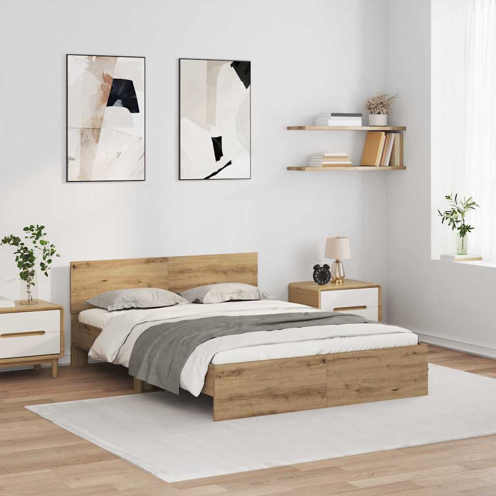 Sängram med huvudgavel Artisan Ek 140 x 190 cm Konstruerat trä