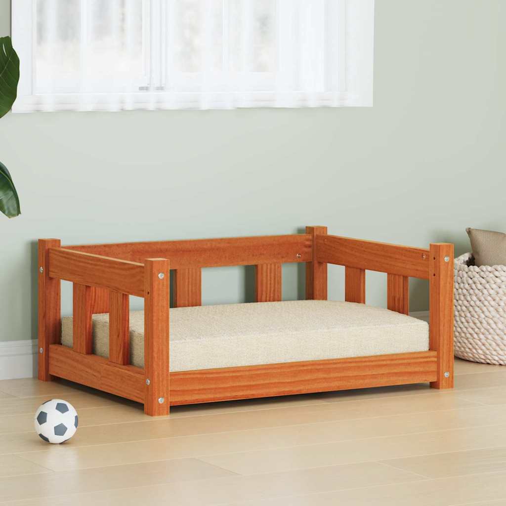 Hundsäng med lagring Vaxbrun 65,5 x 50 x 28 cm Massiv furu