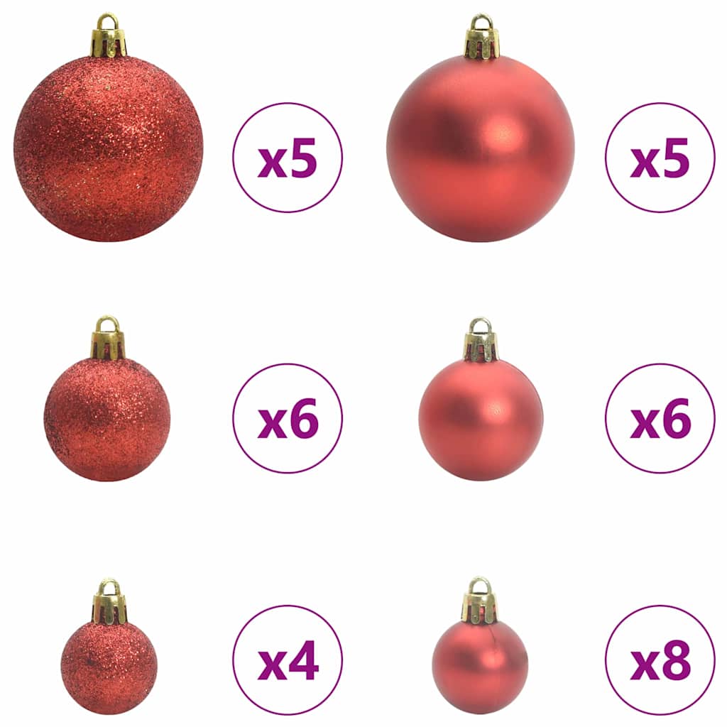 Julprydnad Set med 150 LED-lampor 61 pcs Röd Plast