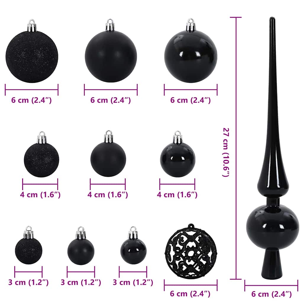 Julprydnad Set med 300 LED-lampor 120 pcs Svart Plast