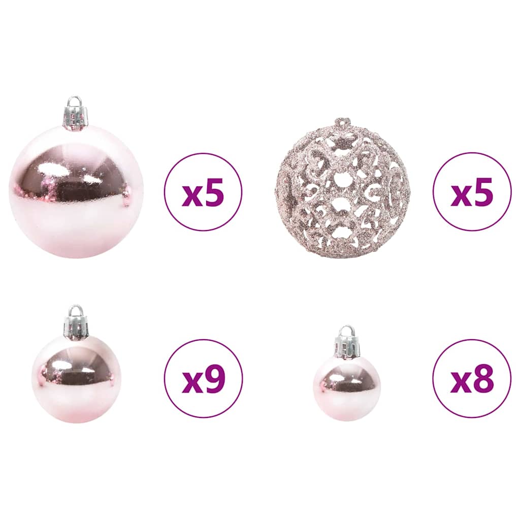 Julprydnad Set med 150 LED-lampor 61 pcs Rosa Plast