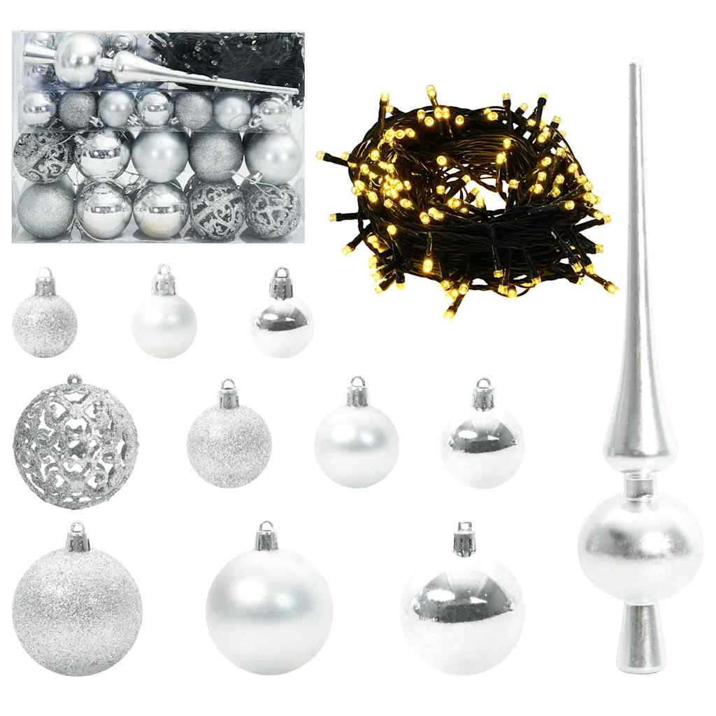 Julprydnad Set med 150 LED-lampor 61 pcs Silver Plast