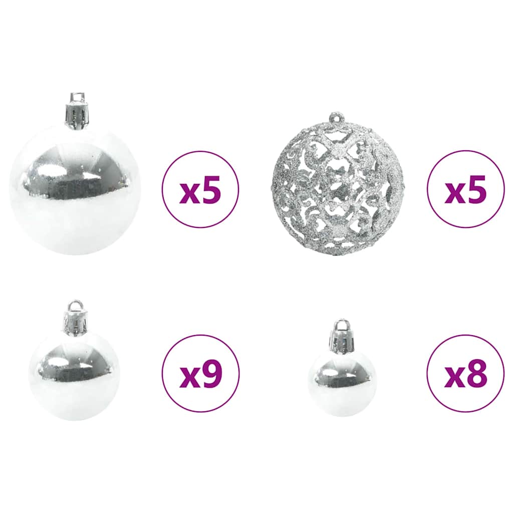 Julprydnad Set med 150 LED-lampor 61 pcs Silver Plast