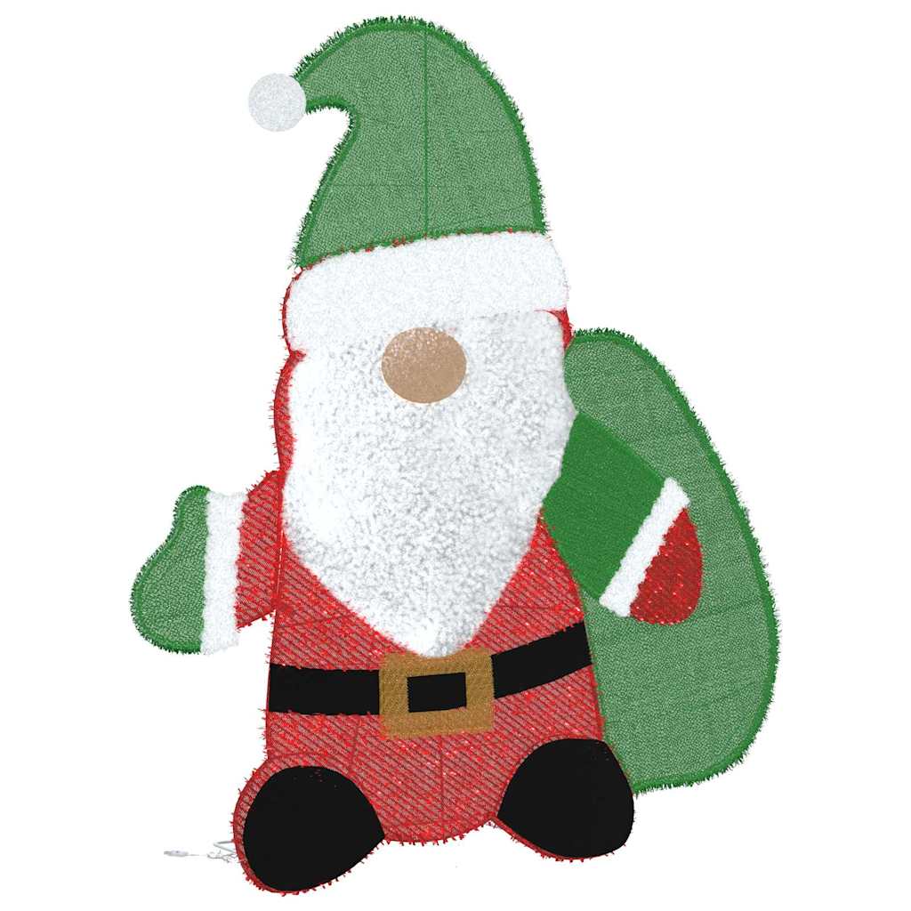 Belyst jultomte med 60 LED-lampor Varmvit 62 x 70 cm Glittertyg