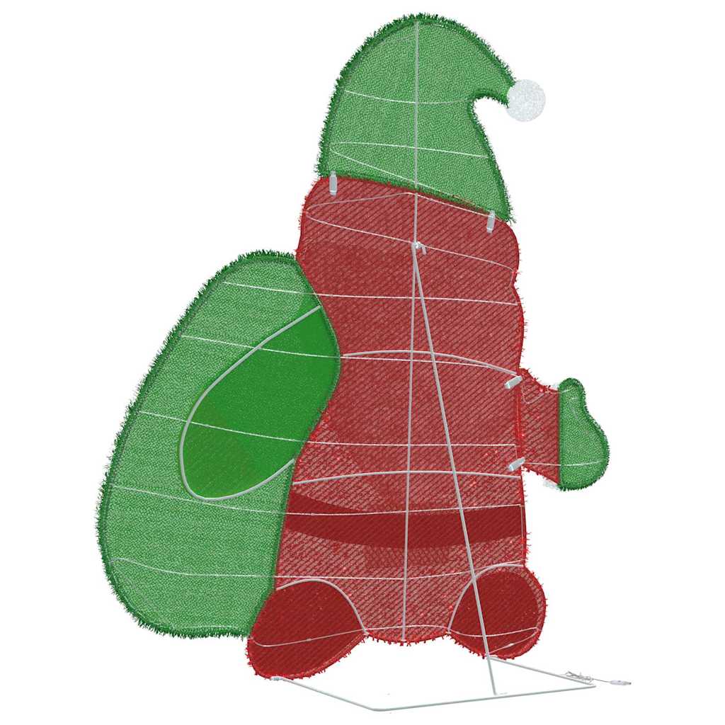 Belyst jultomte med 60 LED-lampor Varmvit 62 x 70 cm Glittertyg