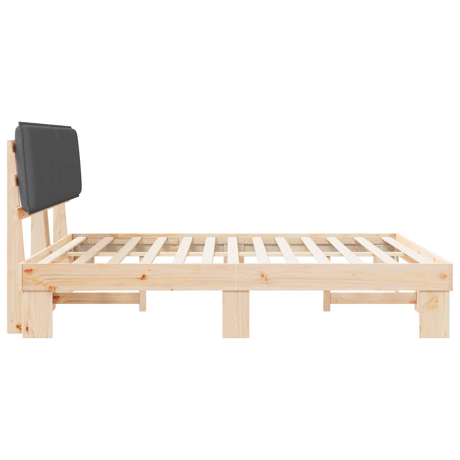 Sängram med Klädd Huvudgavel Mörkgrå 180 x 200 cm Massiv furu